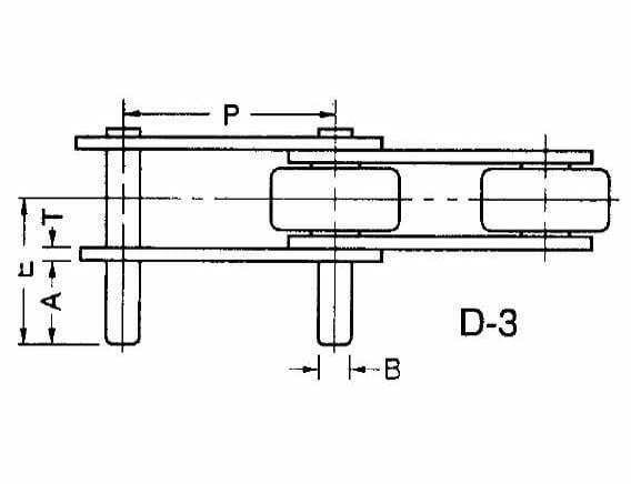C2100HR D-3 /
C2102HR D-3 - ANSI Standard Double Pitch Roller Chain D-3 Attachment - Image 2