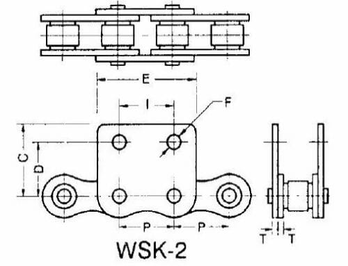 Wr82 Chain 80R WSK-2 - ANSI Standard Roller Chain - WSK-2 Wide Contour Attachment ...