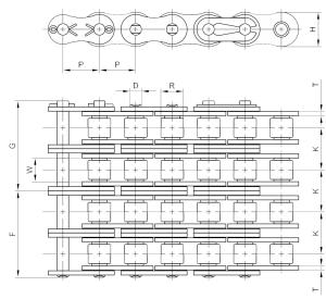 Measure Quad Strand Roller Chain Size Chart