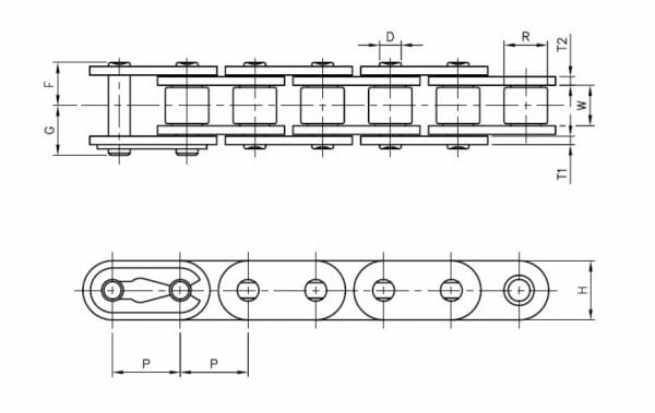 C12BR - ISO British Standard Straight Sideplate Single Strand Roller Chain - Image 2