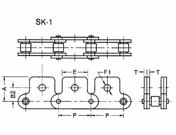 C2040R SK-1 /
C2042R SK-1 - ANSI Standard Double Pitch Roller Chain SK-1 Attachment - Image 2