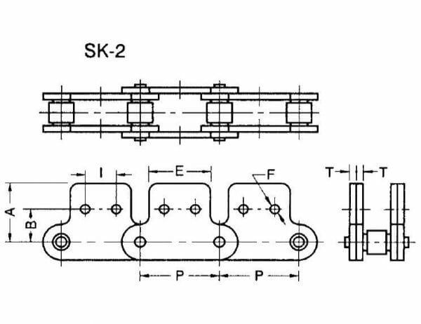 C2060HR SK-2 /
C2062HR SK-2 - ANSI Standard Double Pitch Roller Chain SK-2 Attachment - Image 2